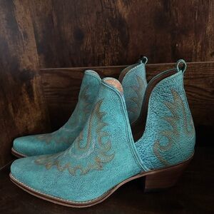 Turquoise Western Ankle Boots